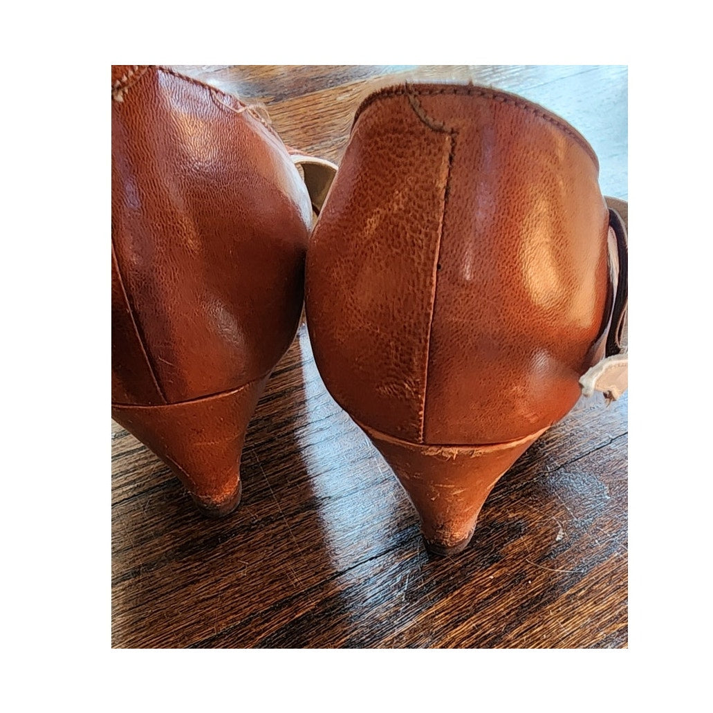 Vintage 80s Shoes Tokio Kumagai RARE Avant Garde Heels Brown White Leather / 37