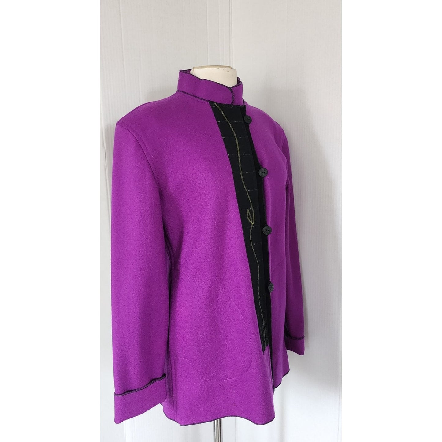 Vintage 80s Gloriah Walsh Jacket Purple Wool Wearable Art