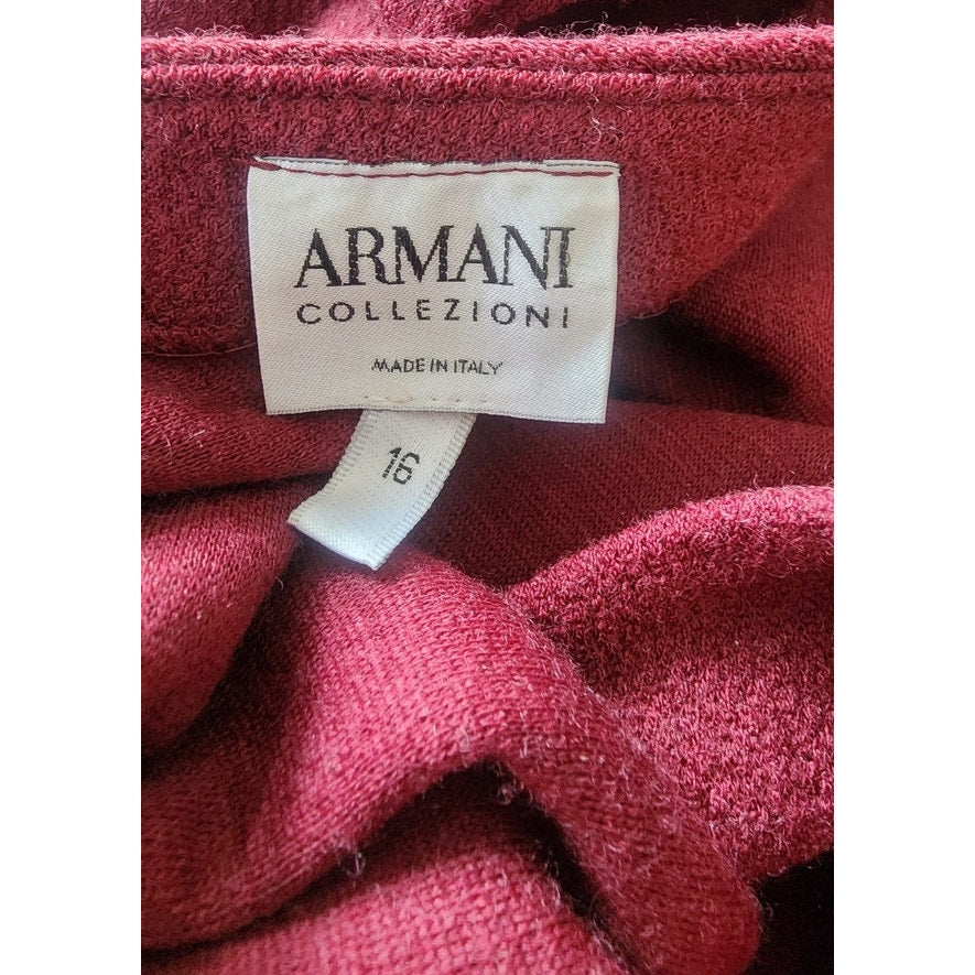 Fall 2011 Armani Collezioni Sleeveless Dress Burgundy Red Bow Shoulders Bateau Neck Large