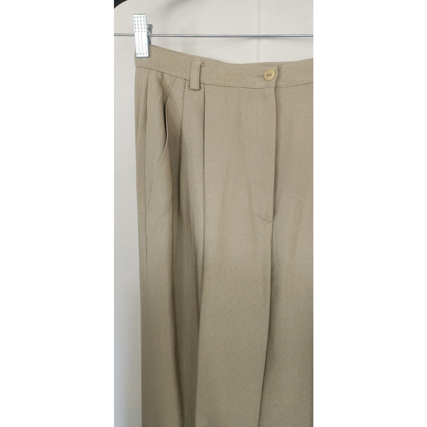 Vintage 1990s Pant Suit Beige Cotton Rayon Joan & David / Small