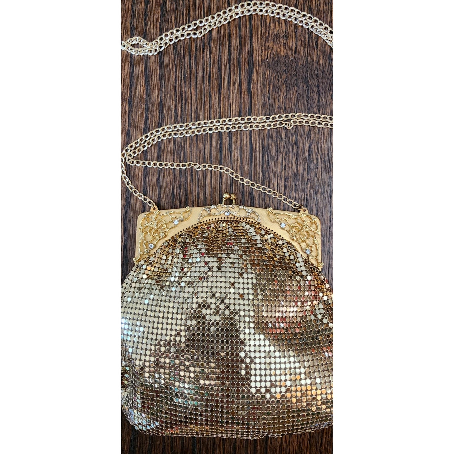 80s Whiting & Davis Gold Mesh Shoulder Bag Evening Purse