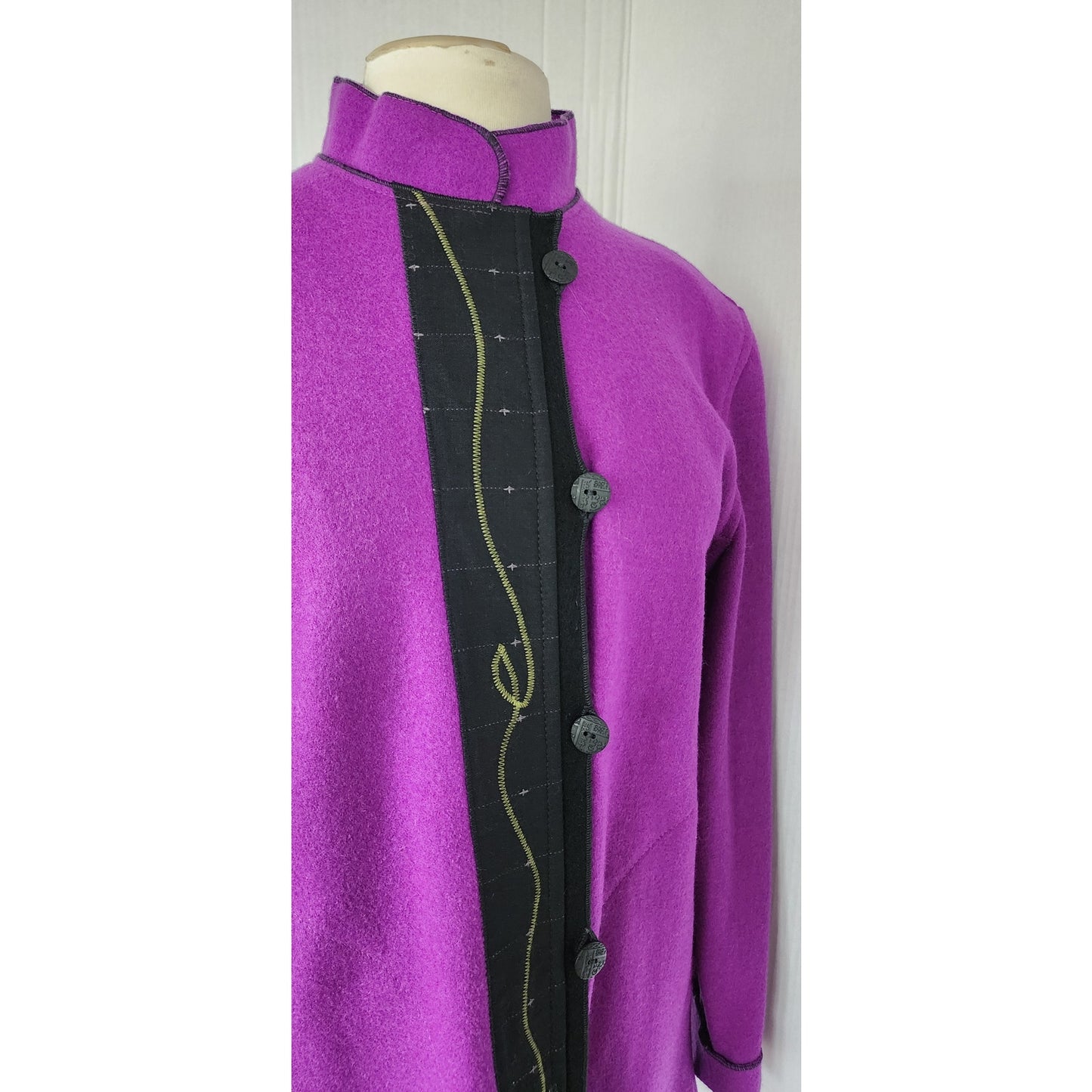 Vintage 80s Gloriah Walsh Jacket Purple Wool Wearable Art