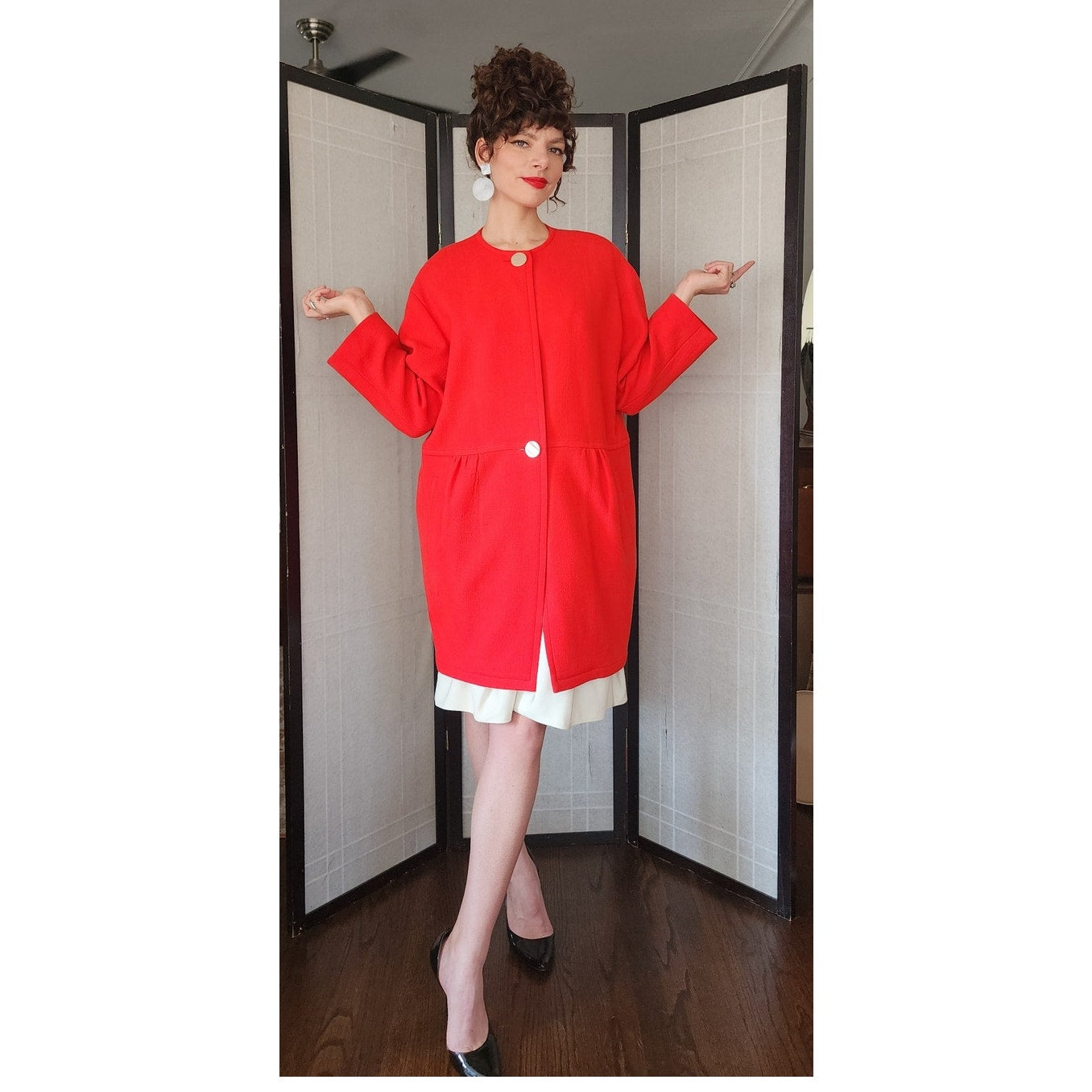 Vintage 80s LANVIN Red Coat Jacket AS IS