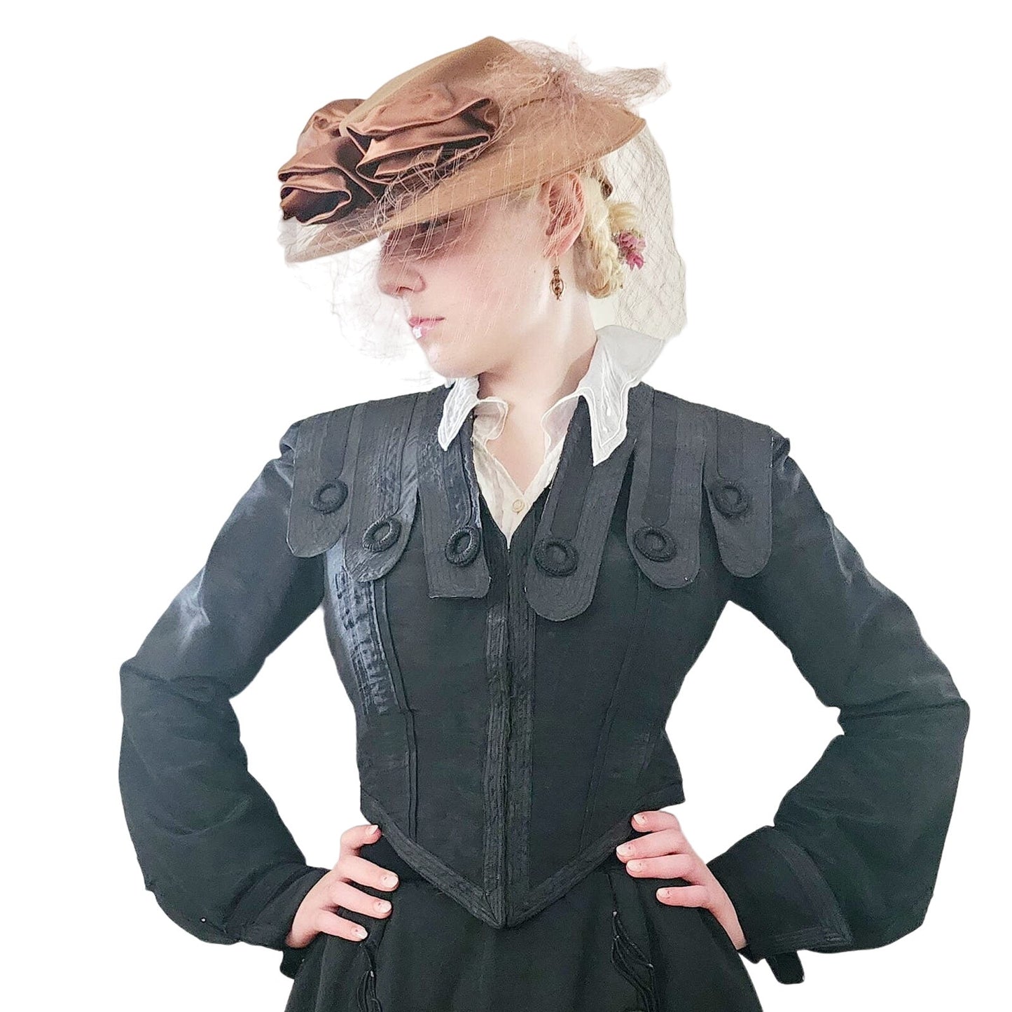Antique Ladies Jacket Black Silk Edwardian 1900s 1910s
