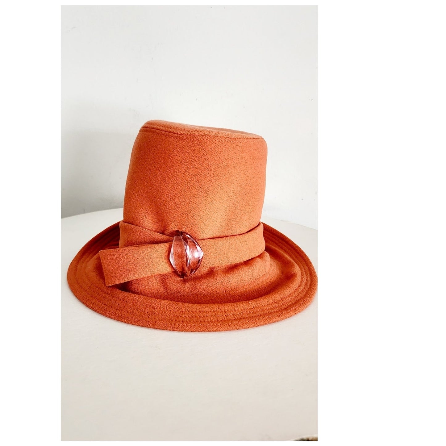 Vintage 60s Orange Hat Mod Style High Crown Gabriella