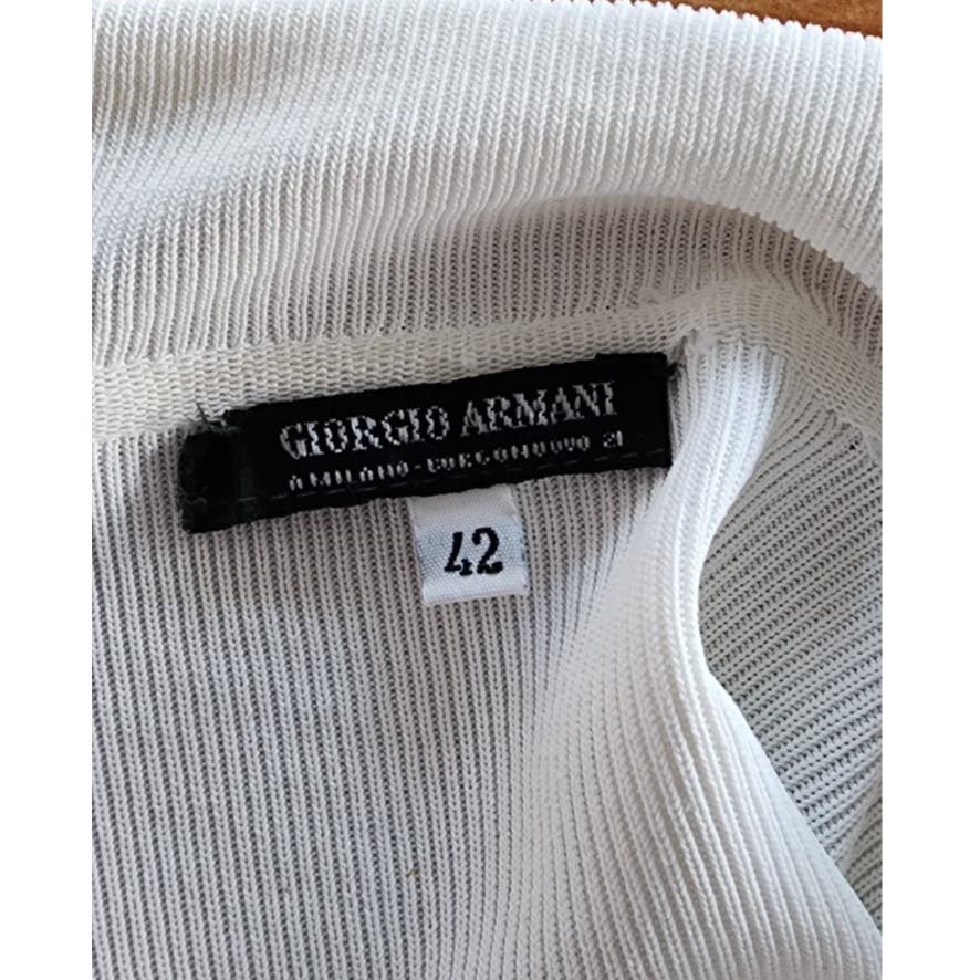 Vintage 90s Armani Sweater Jacket Duster White Knit