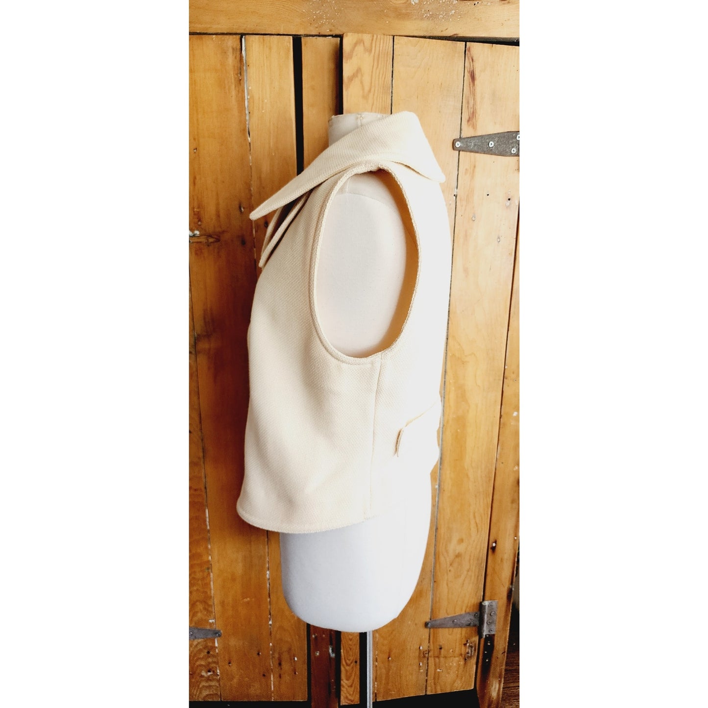 Vintage Y2K Balenciaga Cream Vest Wool Mohair w/Convertible Collar