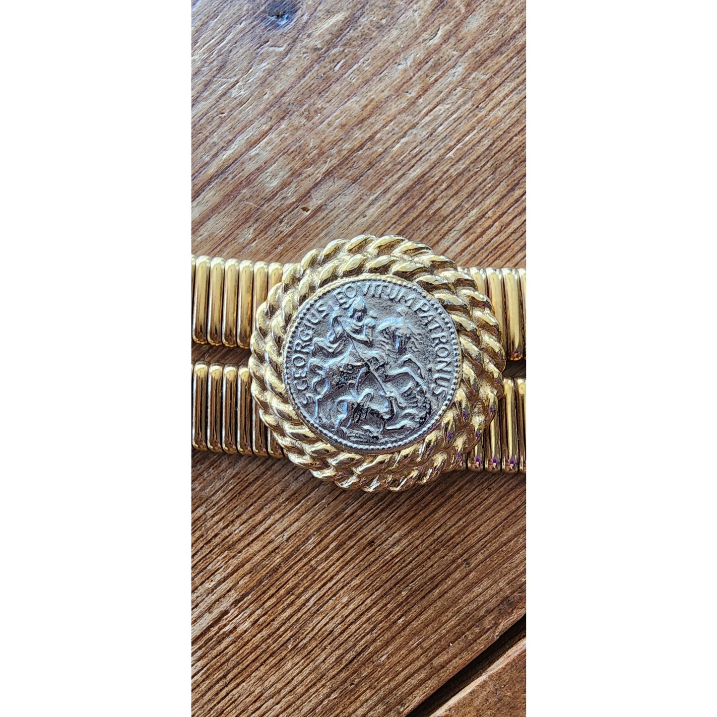 Vintage Metallic Coin Belt Elastic Gold Waistband