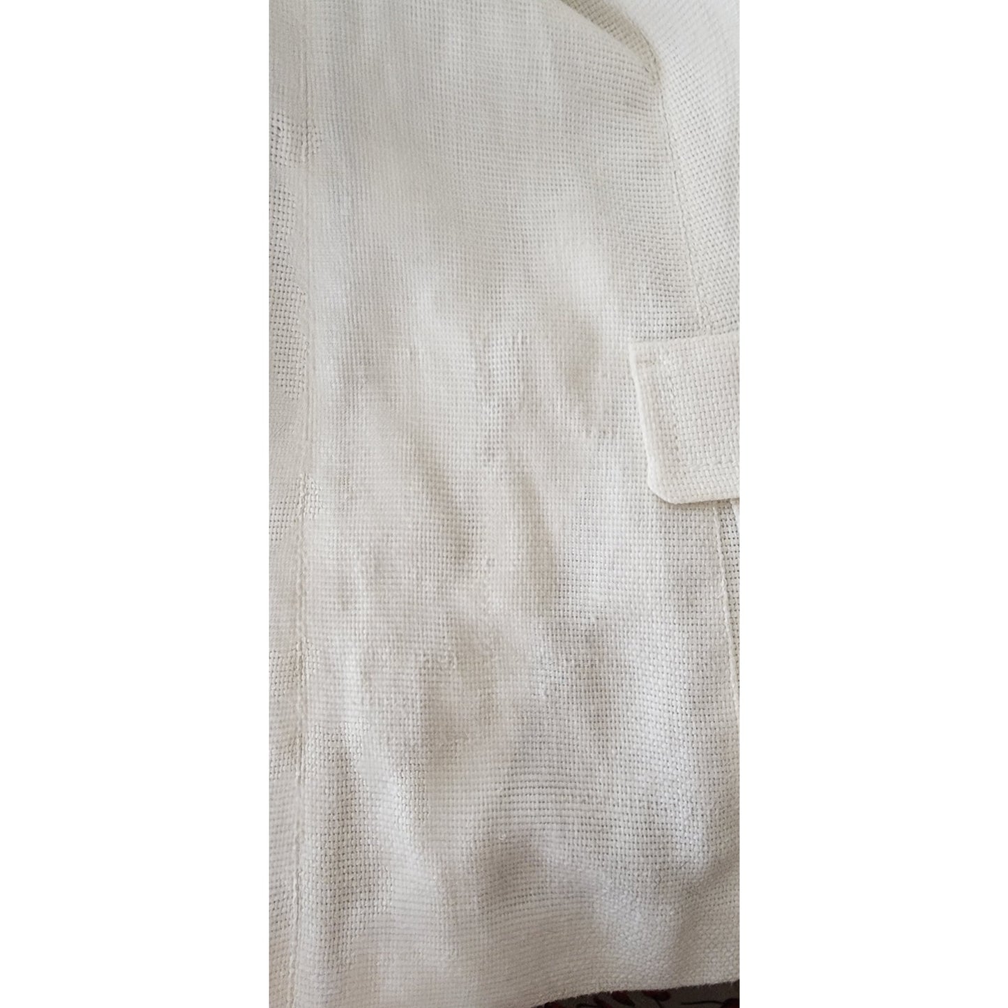 'S MAX MARA Double-breasted Pea Jacket in White Linen Blend