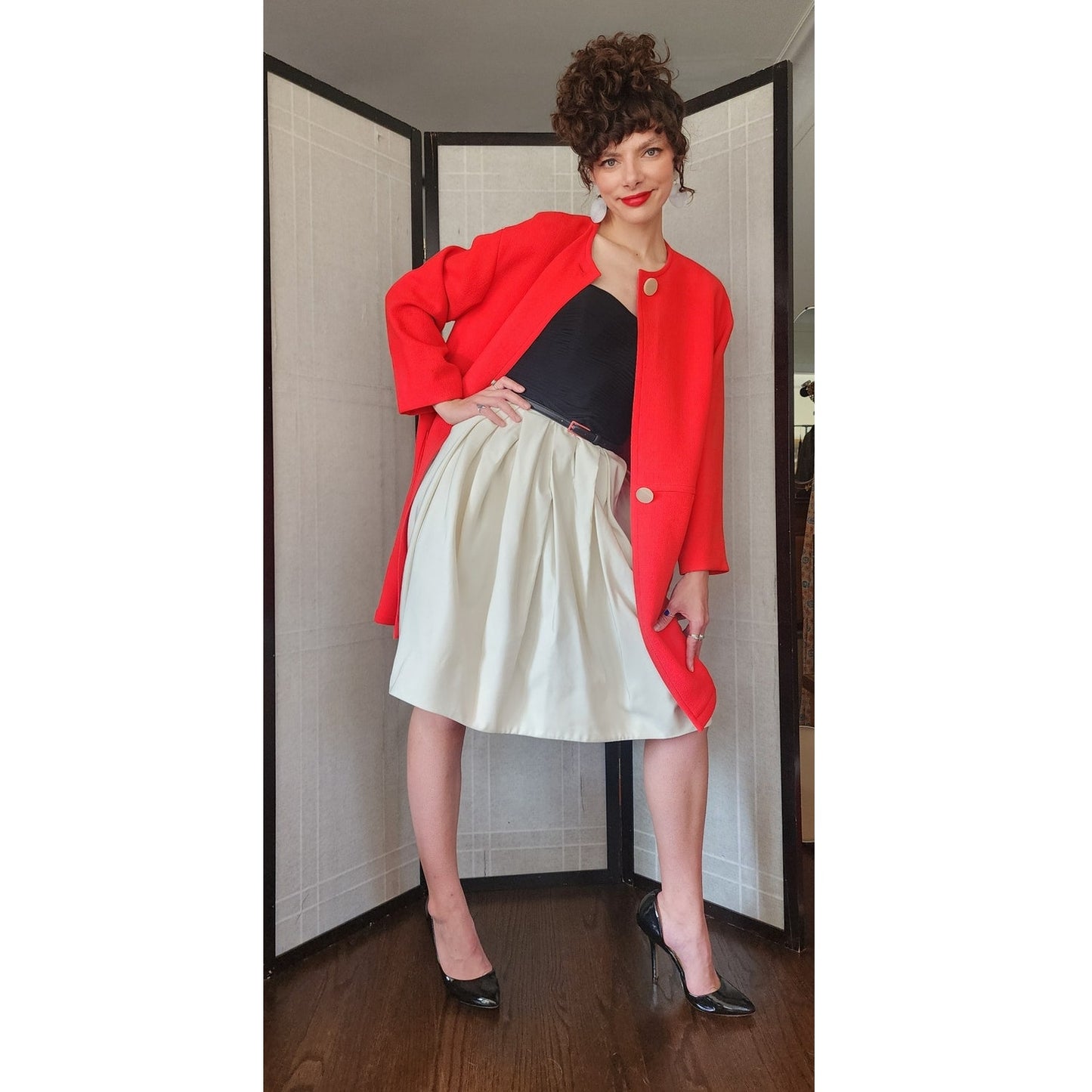 Vintage 80s LANVIN Red Coat Jacket AS IS