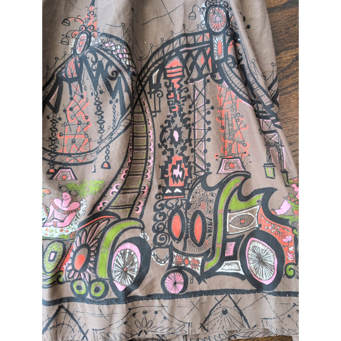 50s Rockabilly Skirt Novelty Cotton Print Circus Folk by Betty Sue