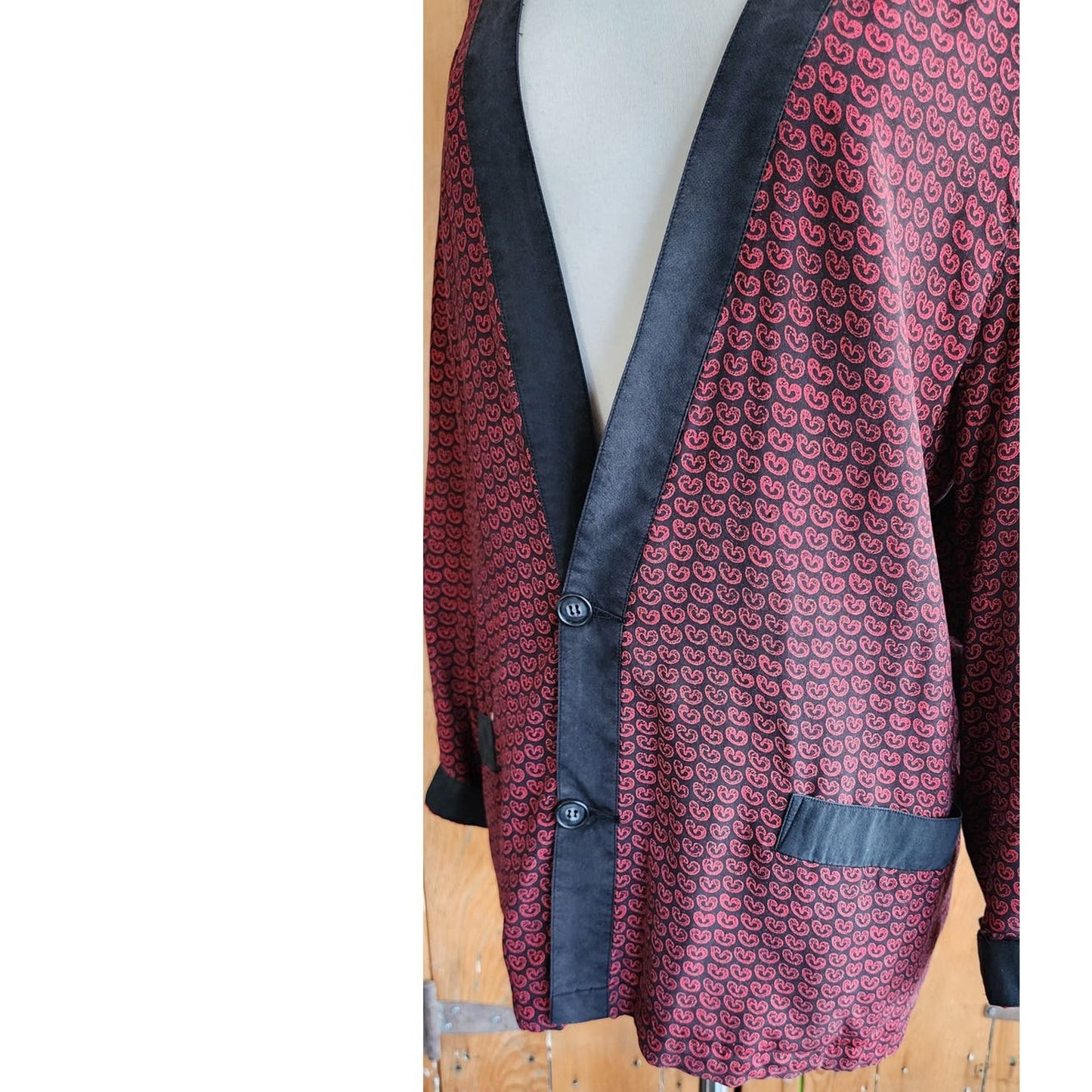 Vintage 90s Red Silk Jacket Printed Blazer by GoSilk / M
