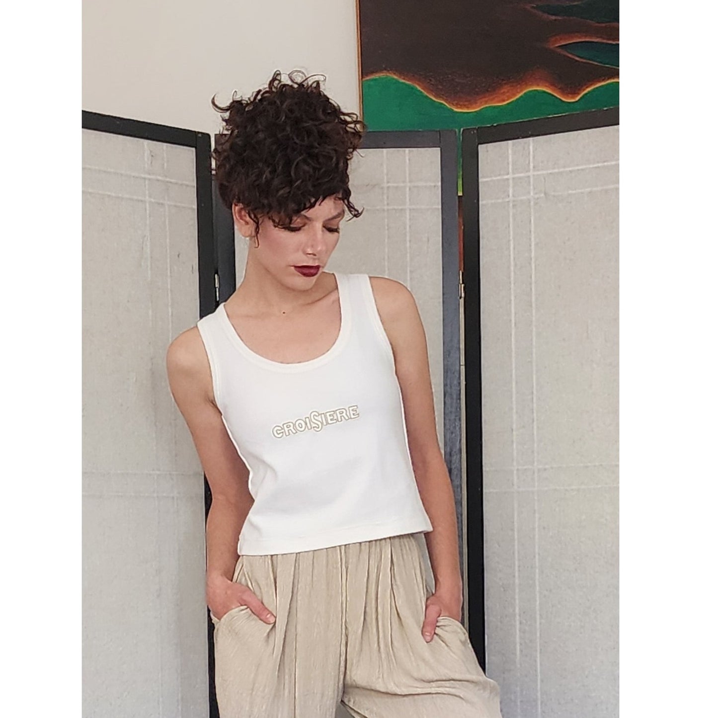 Vintage Sonia Rykiel Top CROISIERE Cropped White Tank