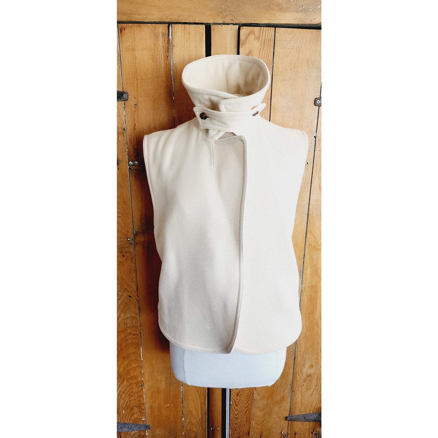 Vintage Y2K Balenciaga Cream Vest Wool Mohair w/Convertible Collar
