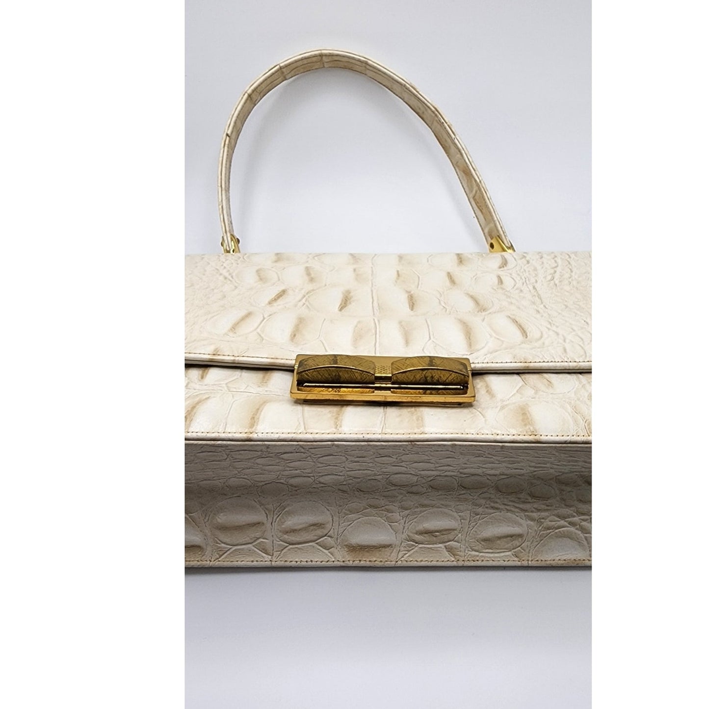 Vintage 60s Cream Bag Faux Leather Granny Purse Magda Makkay