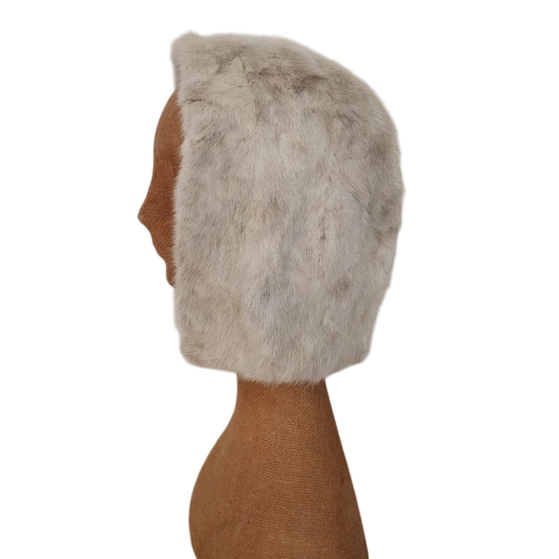 Vintage 1960s Gray Fur Hat Hood Silver Mink