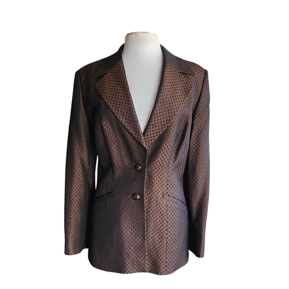 Vintage 1990s ESCADA Blazer Brown Bronze Metallic Jacket / Large