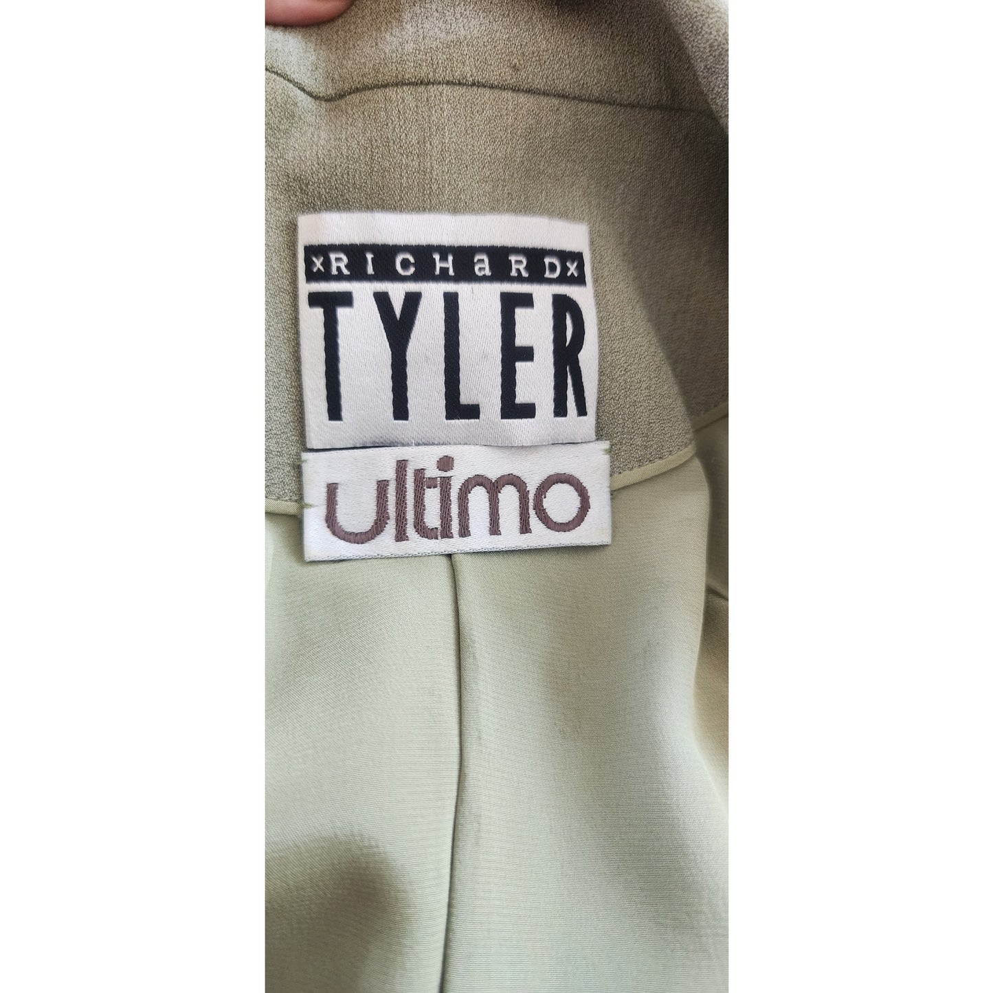 Vintage 90s Richard Tyler Pant Suit Green Wool Silk Blend / Small