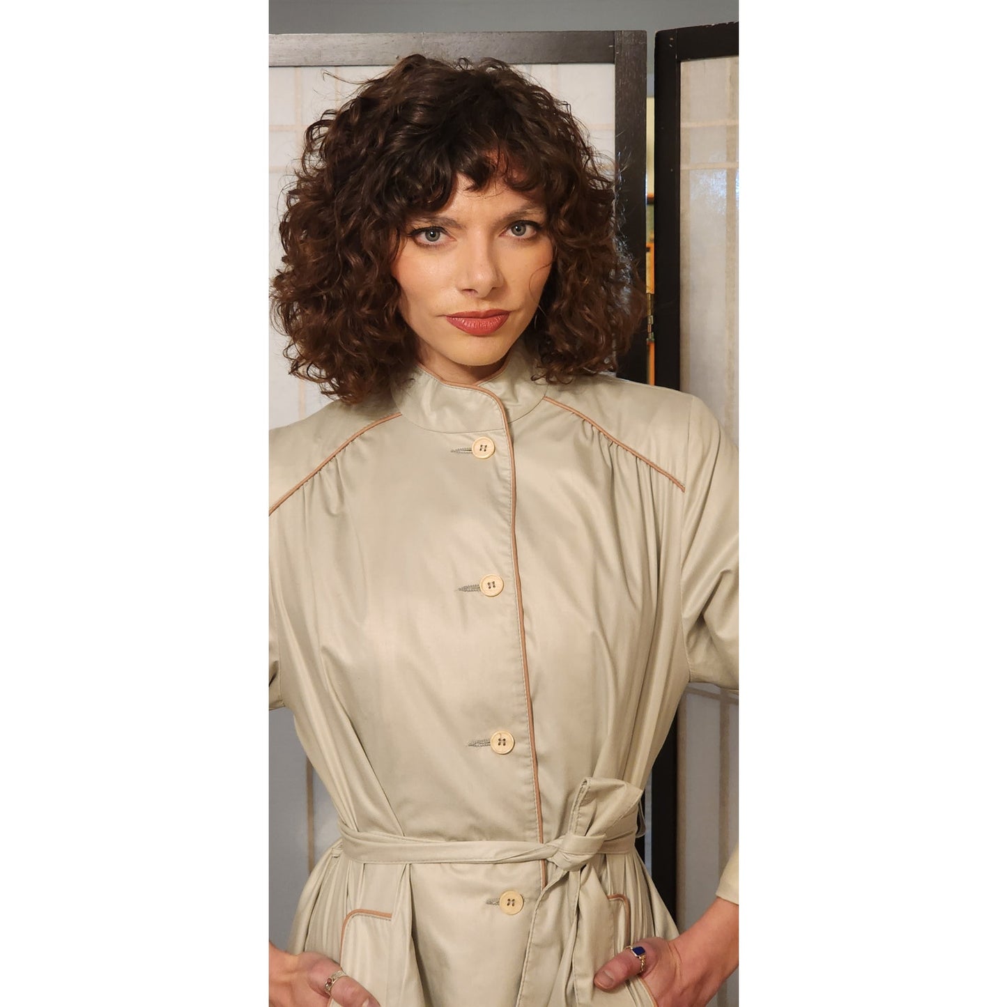 Vintage 70s Trench Coat Gray with Belt by Smug