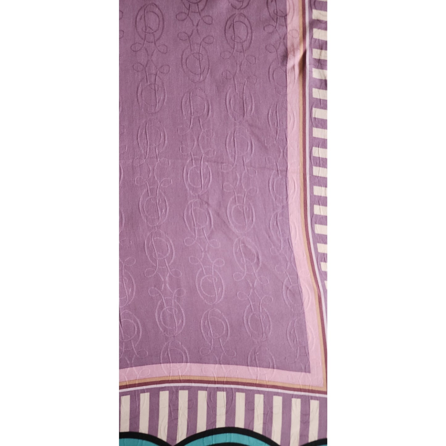 Vintage 80s Oscar de la Renta Scarf Silk Print Pink Purple Spiral