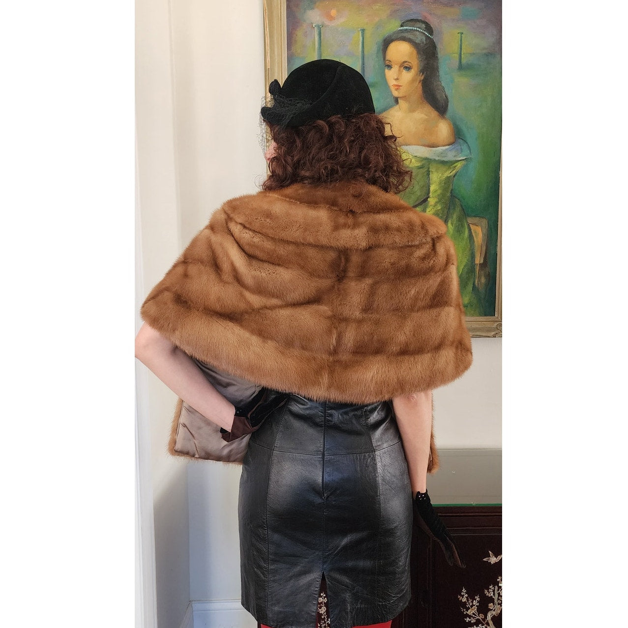Vintage 50s Brown Mink Fur Wrap Marshall Field & Co
