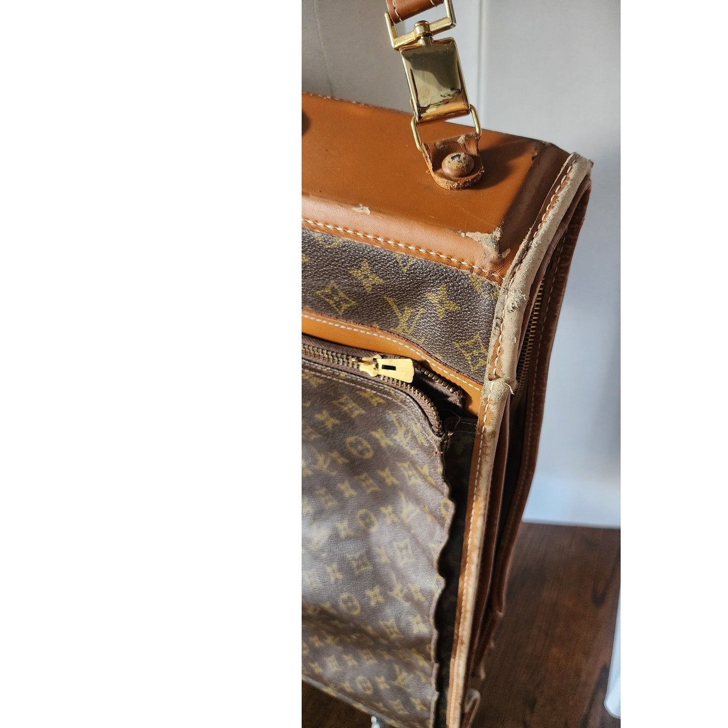 Vintage Louis Vuitton Leather Garment Bag Folding Luggage