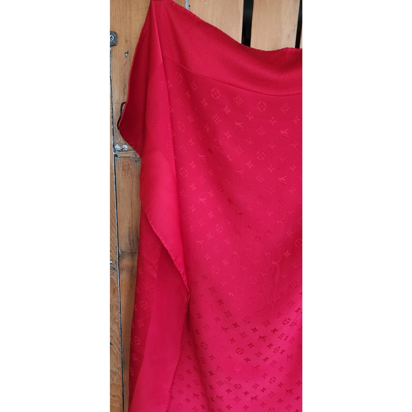 Vintage Louis Vuitton Scarf Red Silk Square w/Monogram Print