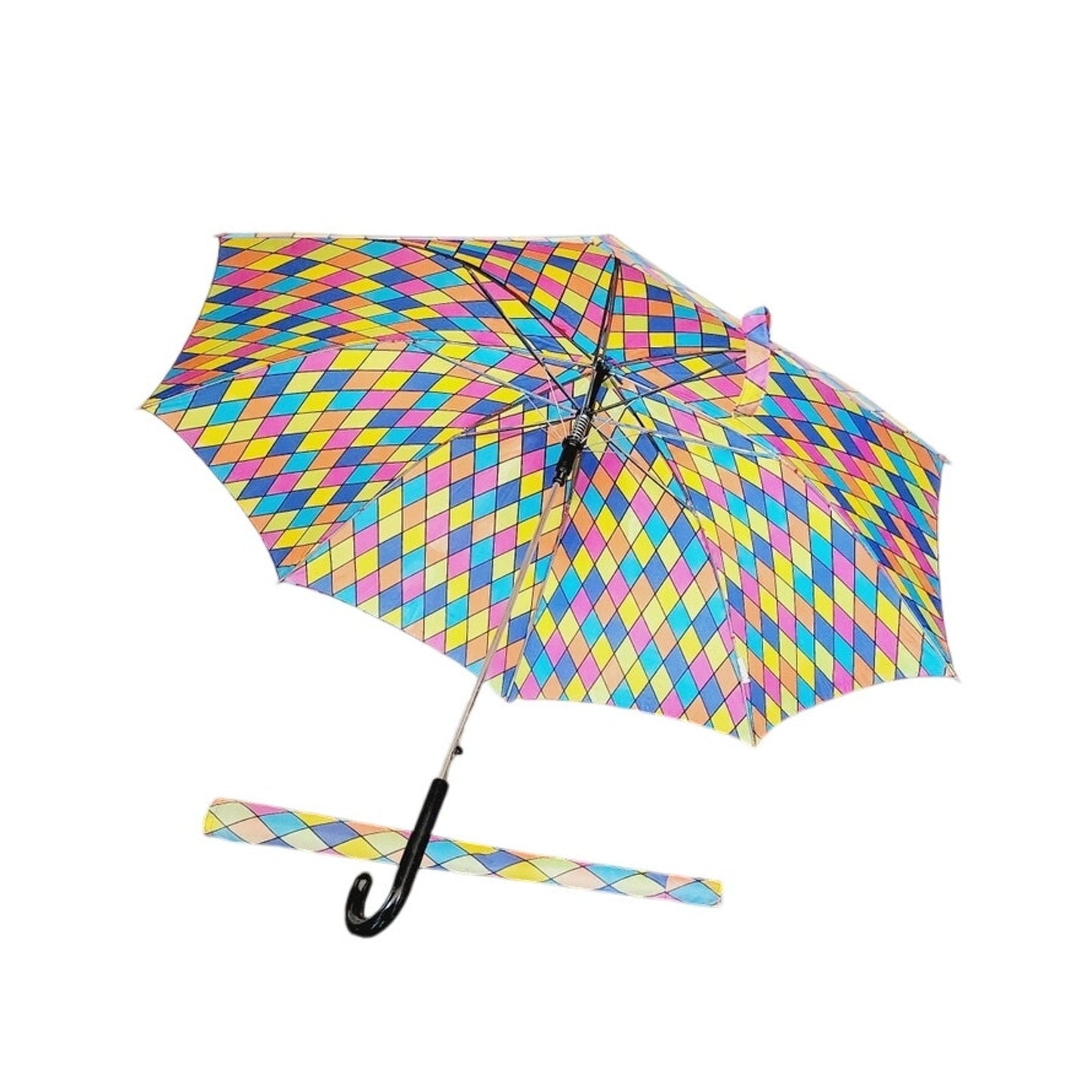 Vintage 60s Umbrella Harlequin Print Nylon by Liberty USA