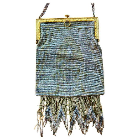 Antique Evening Bag Steel Beads Purse Art Nouveau France AS IS
