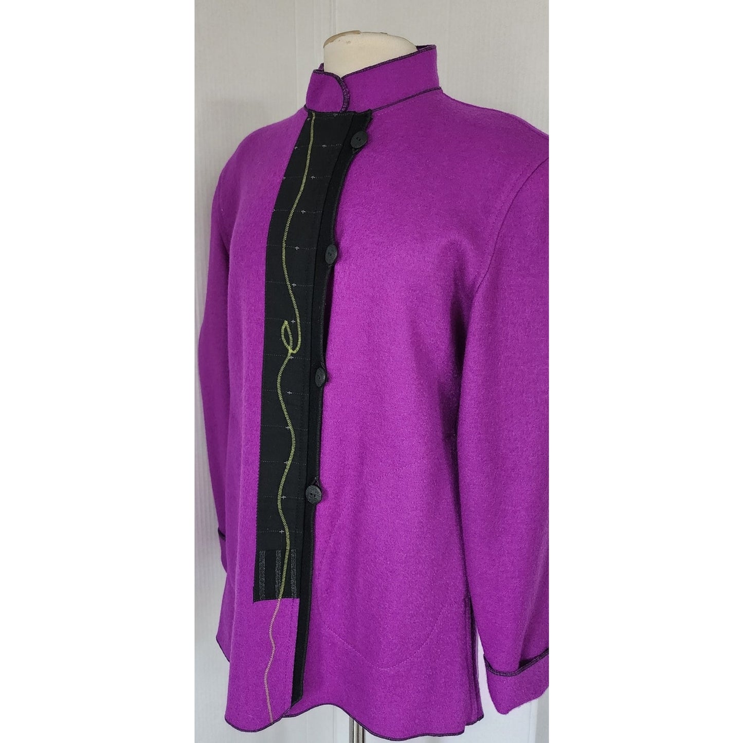 Vintage 80s Gloriah Walsh Jacket Purple Wool Wearable Art