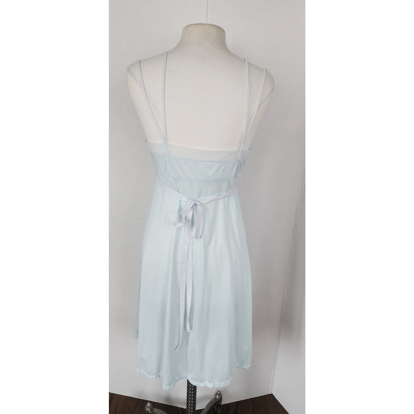 Vintage 50s Lingerie Blue Lace Slip Dress Nightgown Negligee