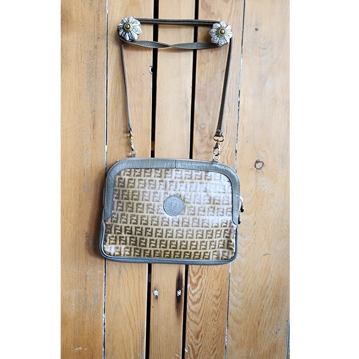 Vintage 80s Fendi Shoulder Bag Zucca Logo Detachable Strap