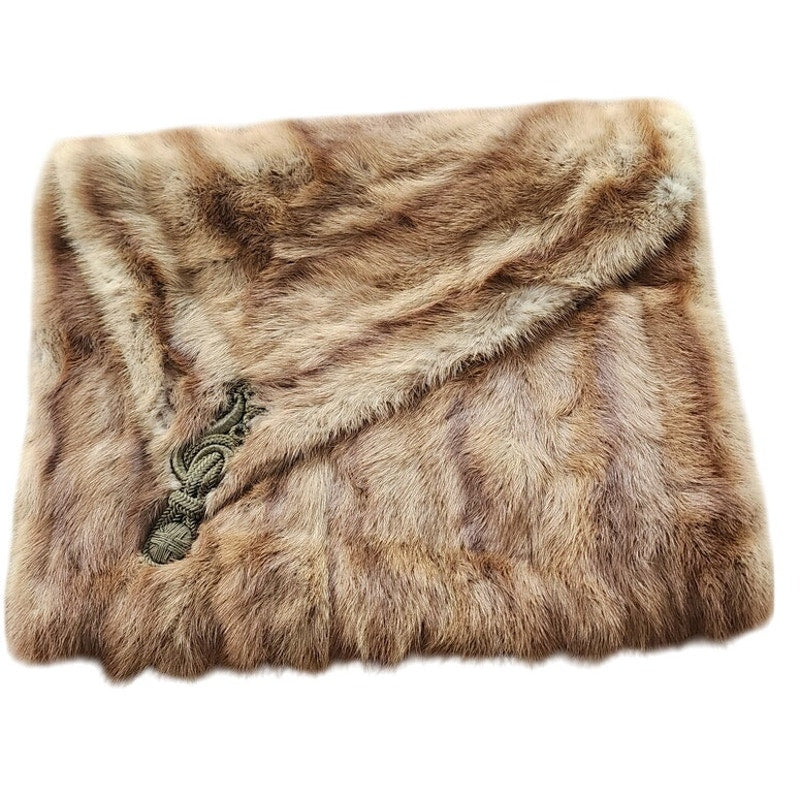 Vintage 40s Mink Fur Muff Bag Combination Brown Beige