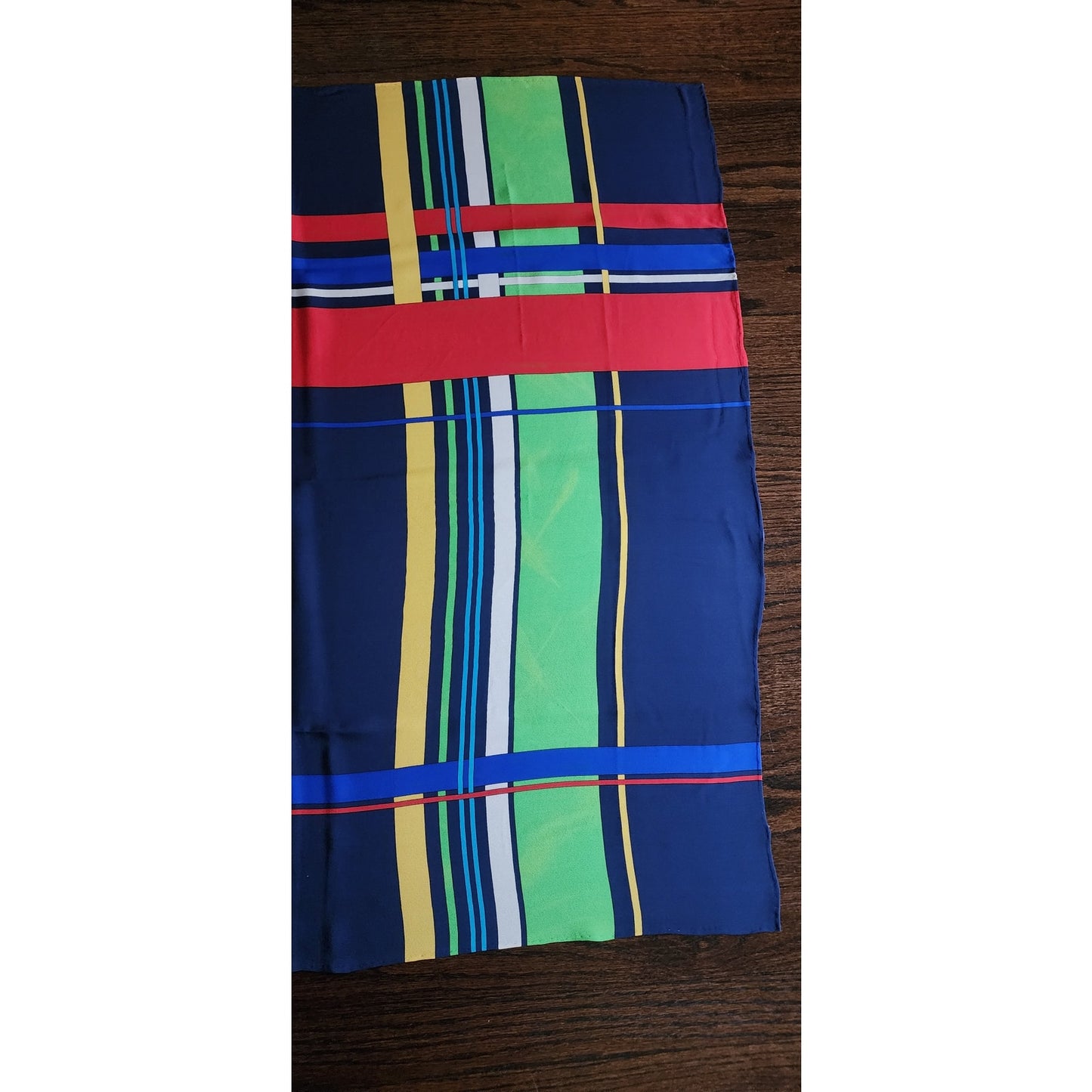 Vintage 70s 80s YSL Silk Scarf Large Square Foulard Yves Saint Laurent Geometric Print
