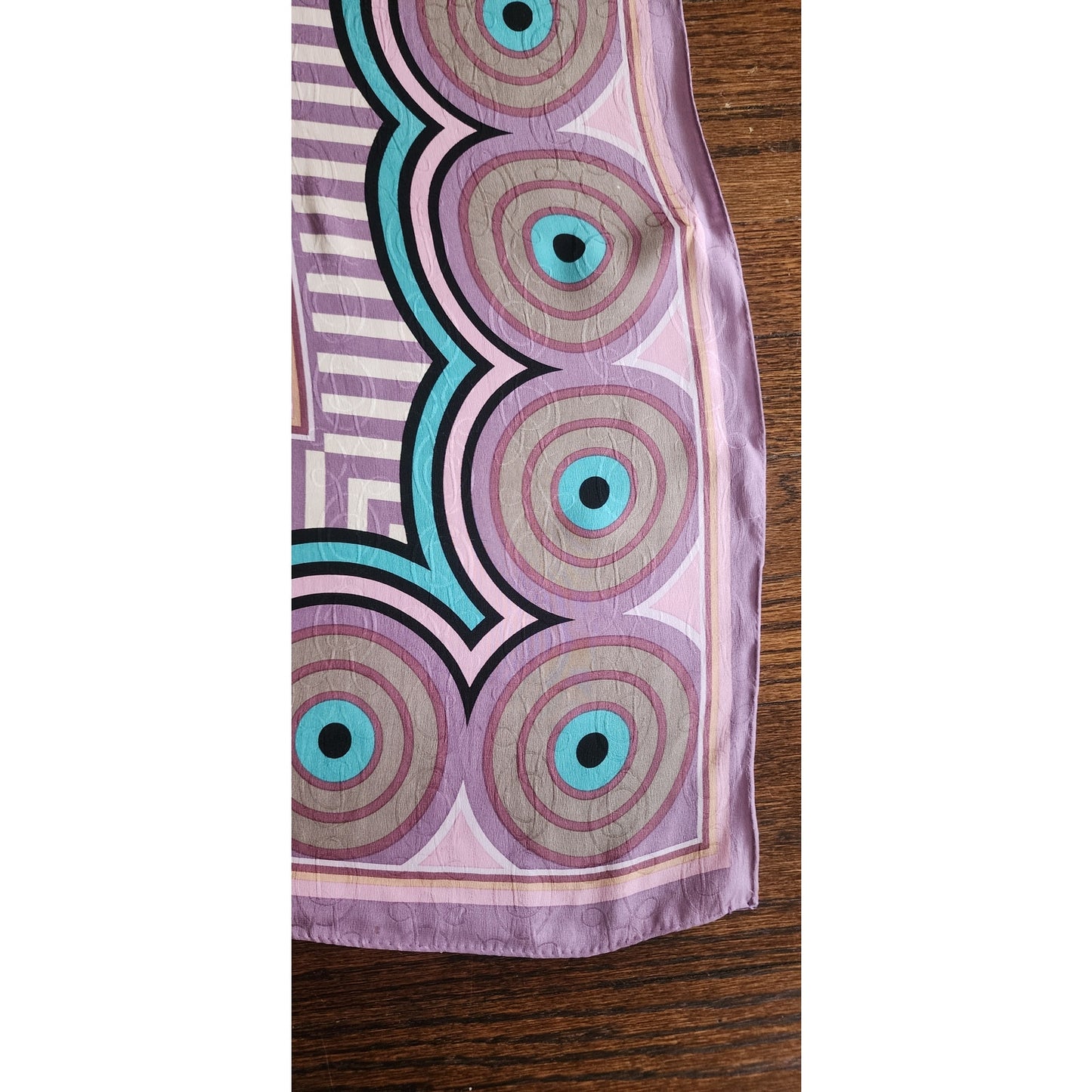 Vintage 80s Oscar de la Renta Scarf Silk Print Pink Purple Spiral
