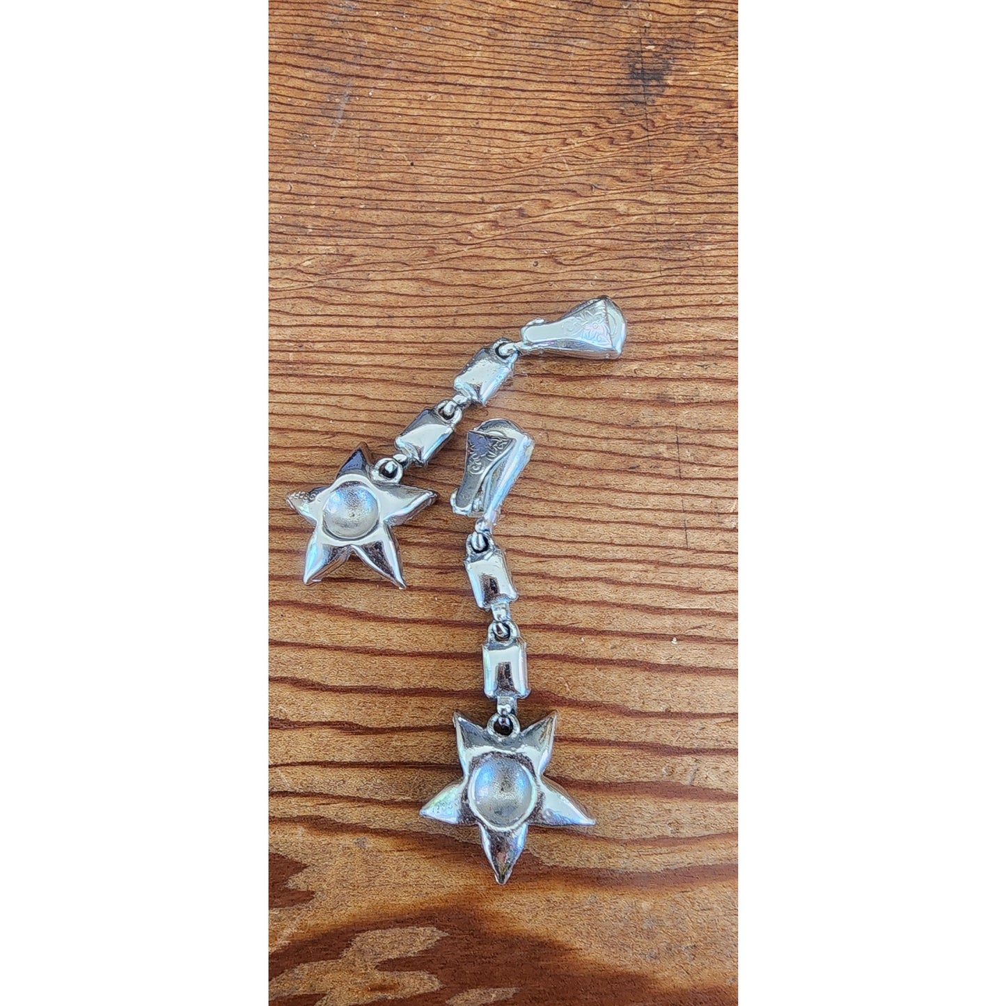 Vintage 50s Rhinestone Earrings Dangly Star Clips
