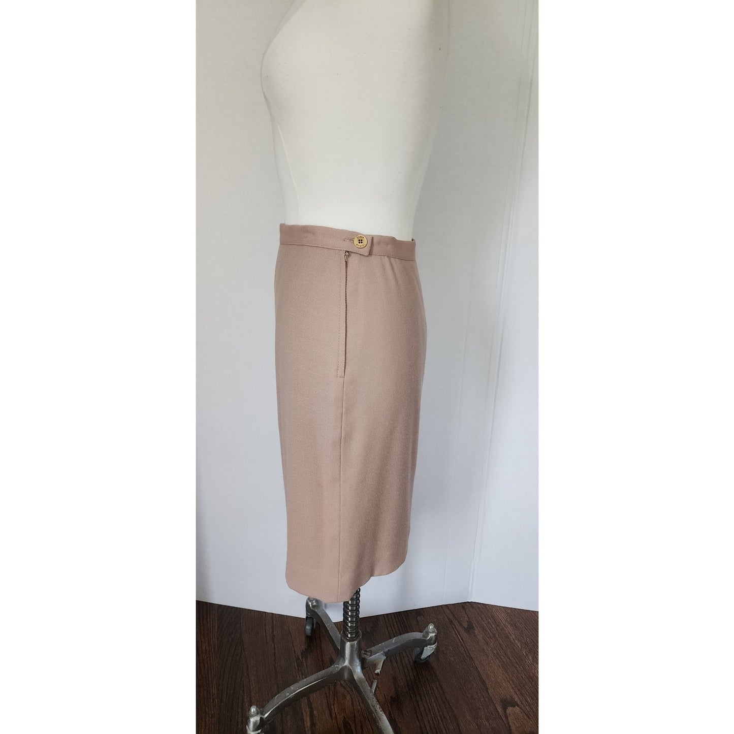 Vintage 1990s Sonia Rykiel Skirt Suit Beige Wool / M