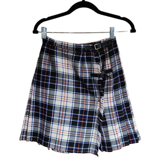 Vintage 60s Wool Plaid Mini Skirt Kilt Style Juniors Teen
