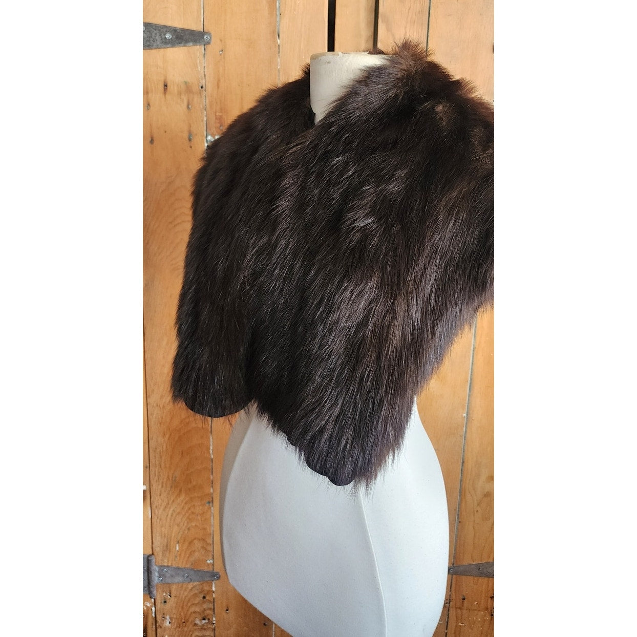40s Beaver Fur Shrug Wrap Dark Brown