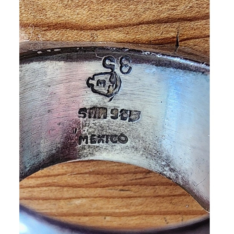 Vintage Mens Ring Inlaid Turquoise Lapis Lazuli Stamped SMM 925 Mexico Size 10.25