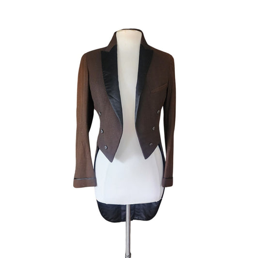 Vintage 1920s Mens Tuxedo Tailcoat Brown Wool Antique Formal Jacket Joseph Horne XS