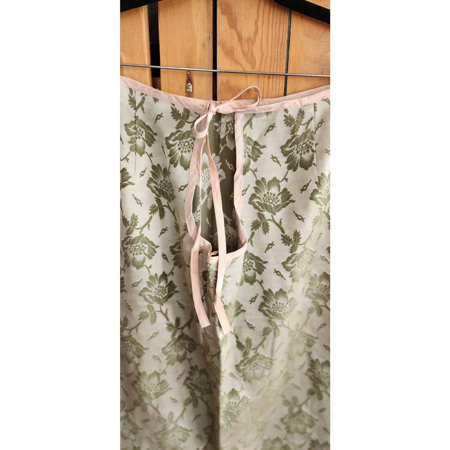 Vintage 60s Maternity Skirt Suit Light Green Floral Brocade Sears