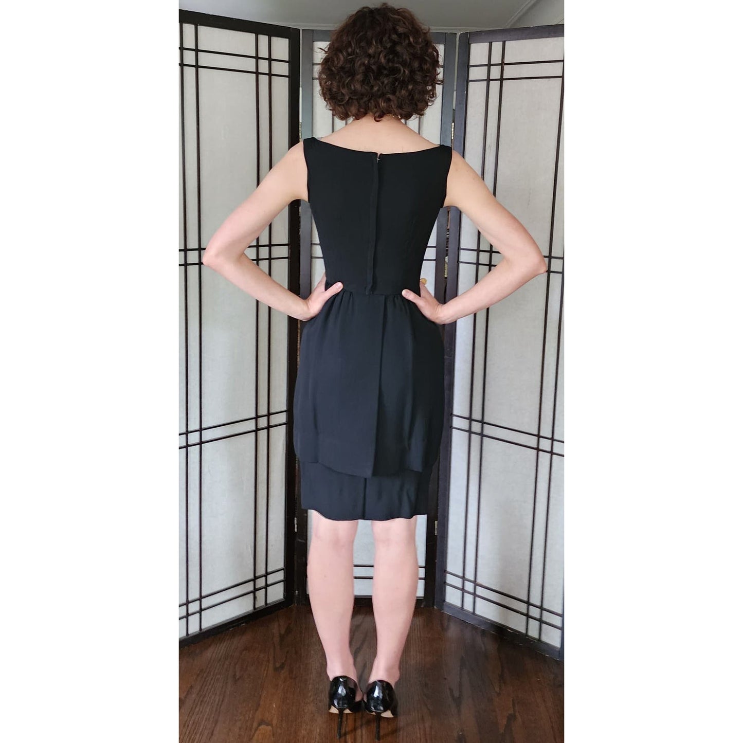 Vintage 60s Little Black Dress Sleeveless Rayon Crepe Saks Fifth Ave