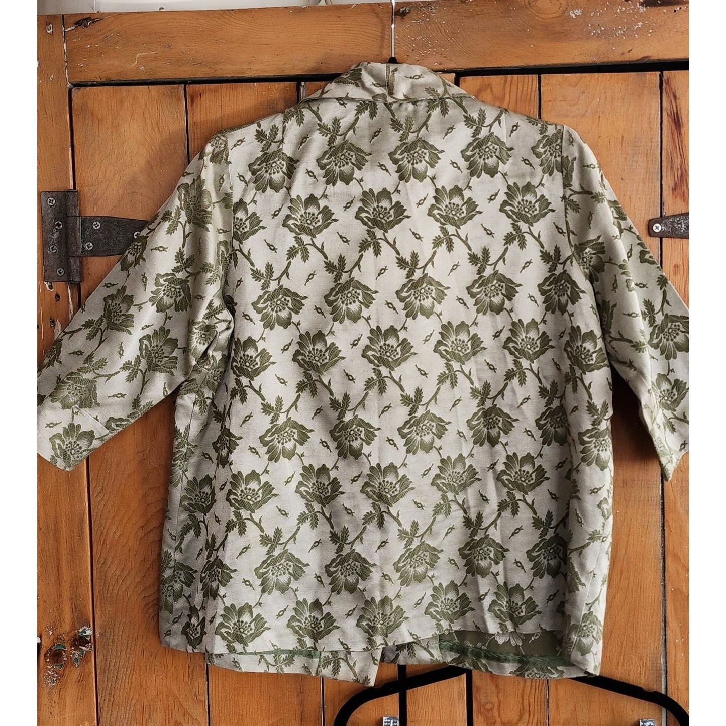Vintage 60s Maternity Skirt Suit Light Green Floral Brocade Sears