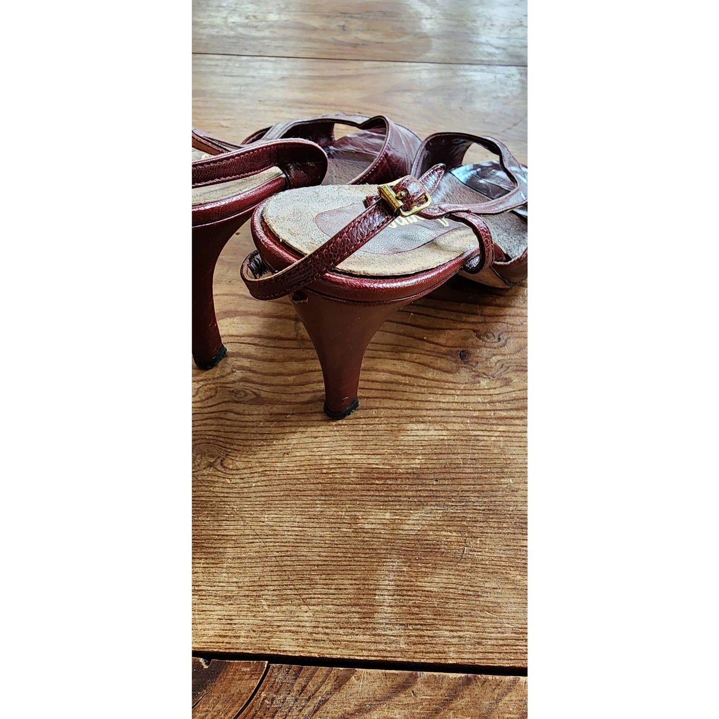 Vintage 50s Shoes Burgundy Red High Heel Slingbacks Amano 8