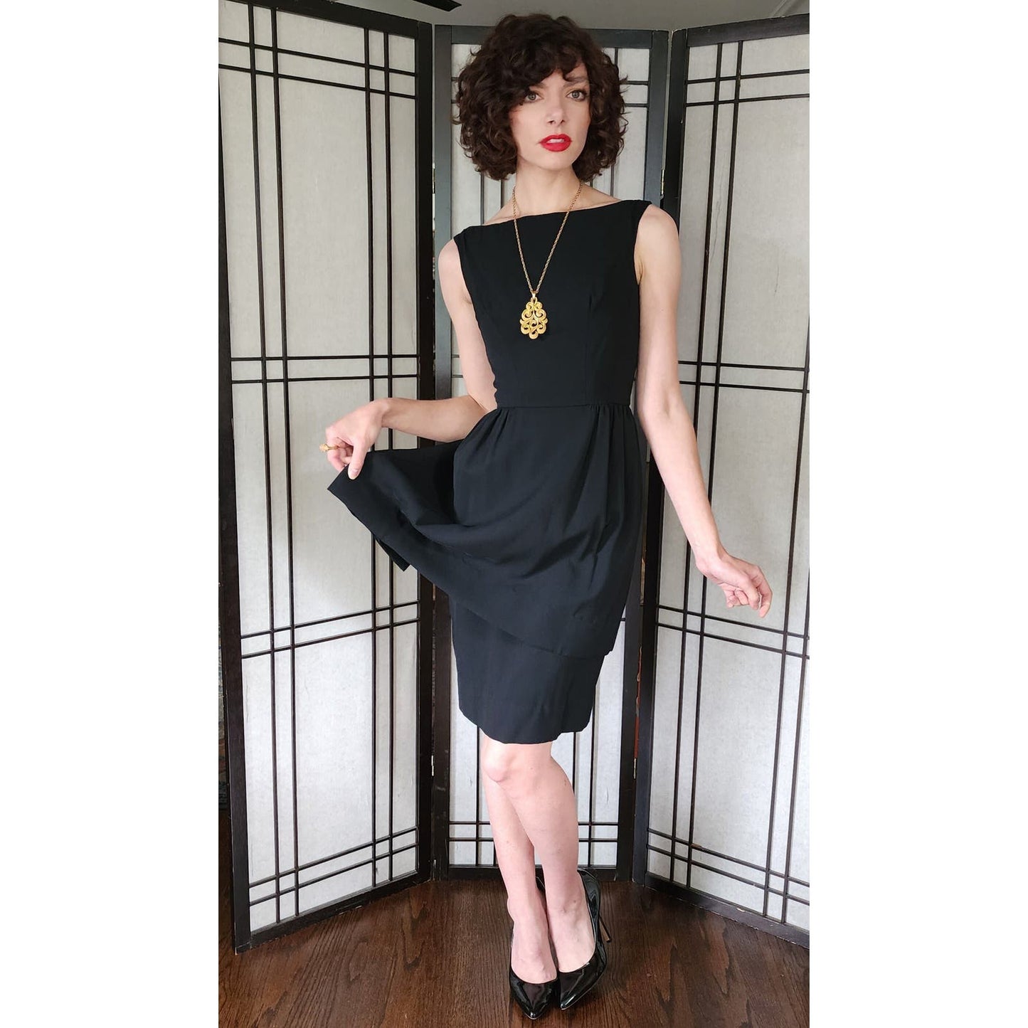 Vintage 60s Little Black Dress Sleeveless Rayon Crepe Saks Fifth Ave