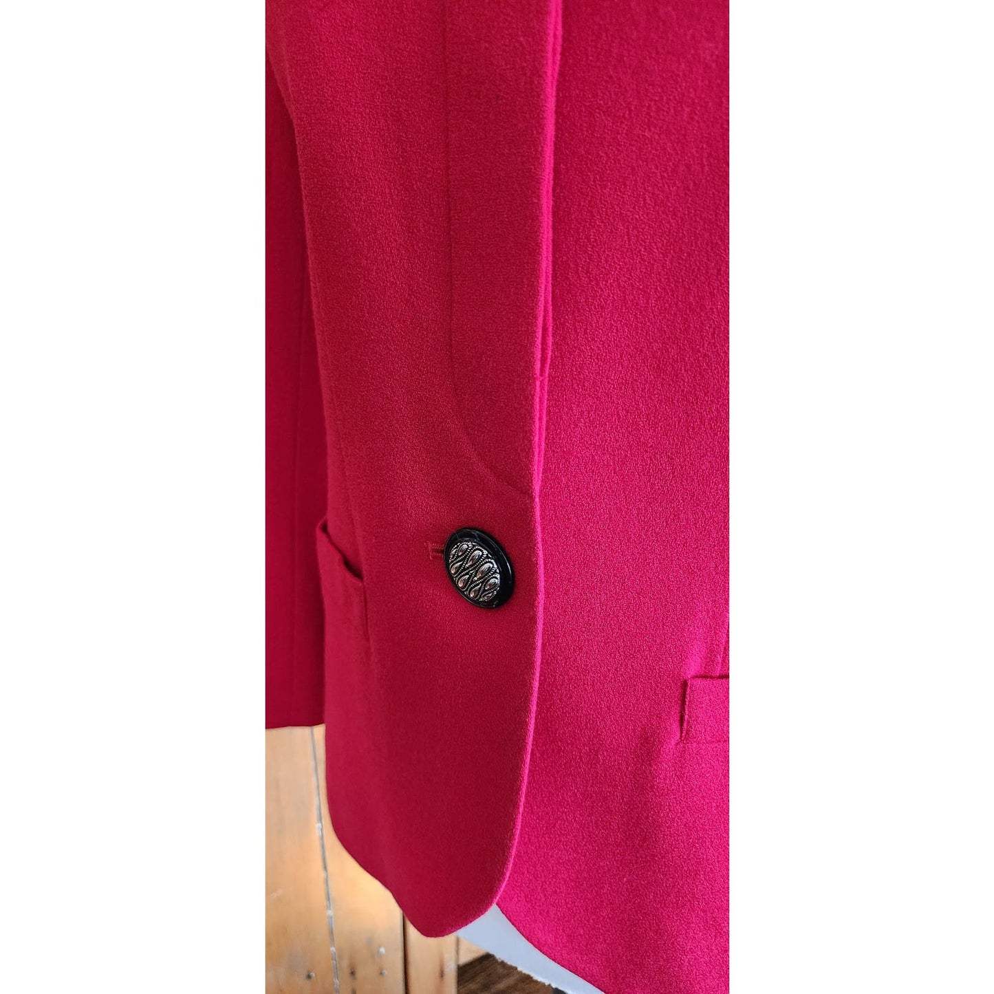 Vintage 80s Red Blazer by Kasper Single Button Closure