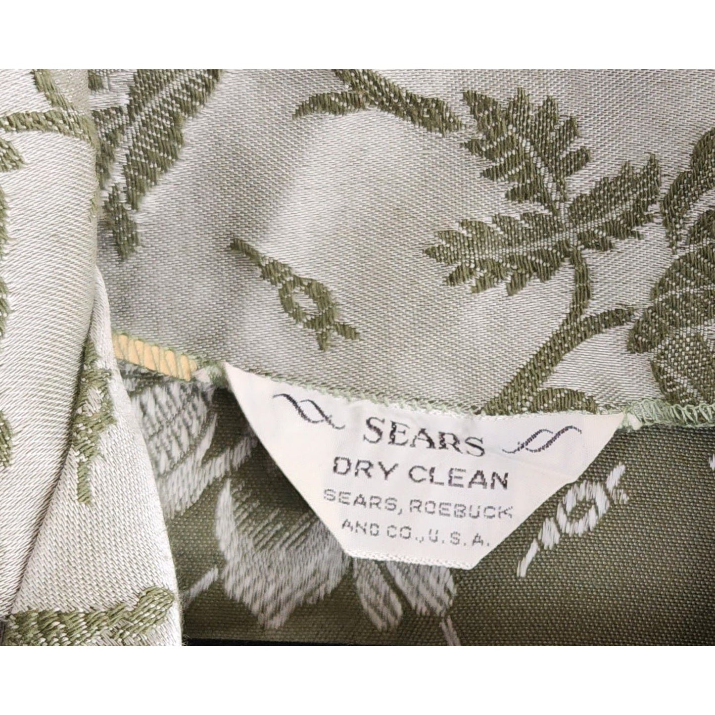 Vintage 60s Maternity Skirt Suit Light Green Floral Brocade Sears