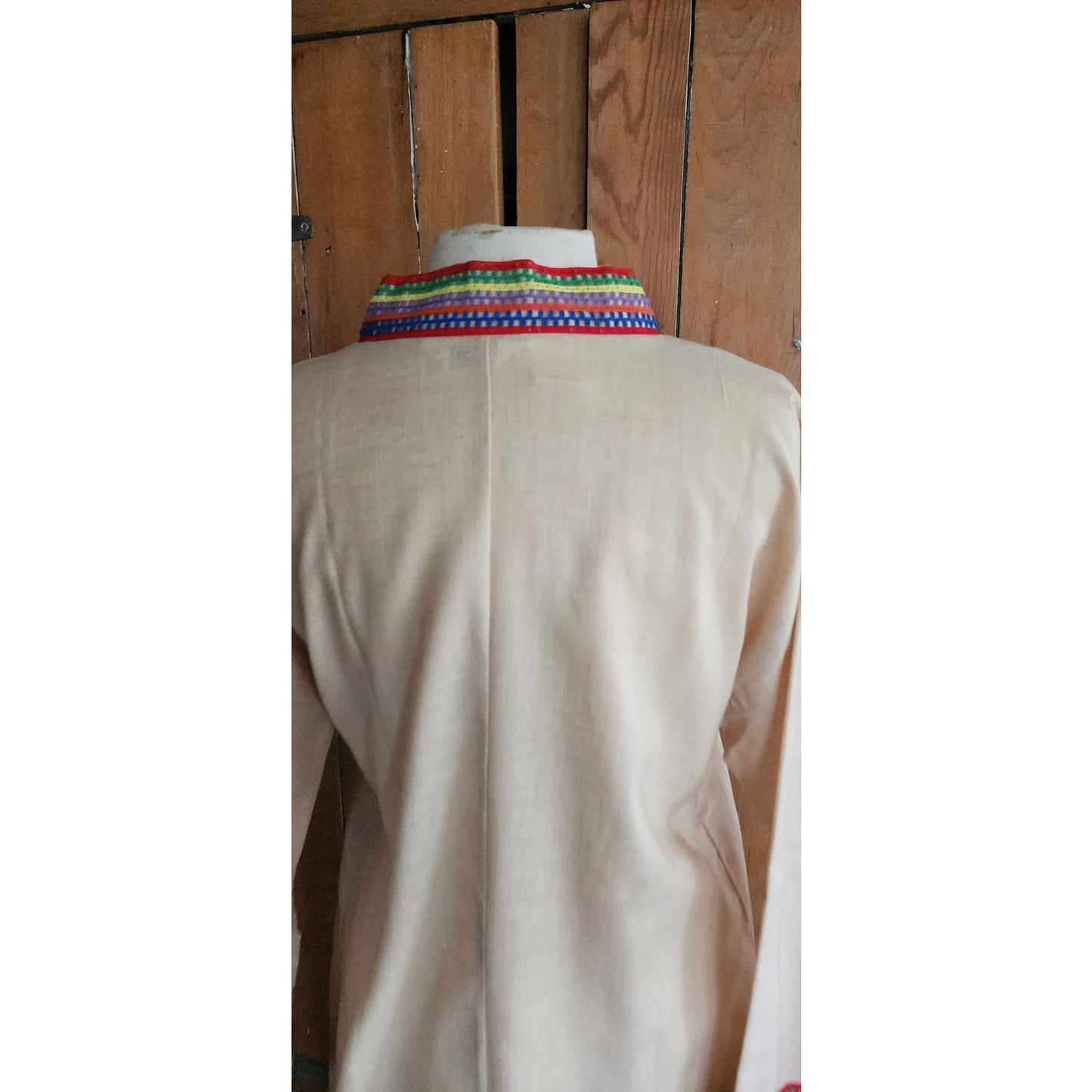 Vintage 70s Beige Maxi Caftan Dress Maxi Embroidered Lounger Sears