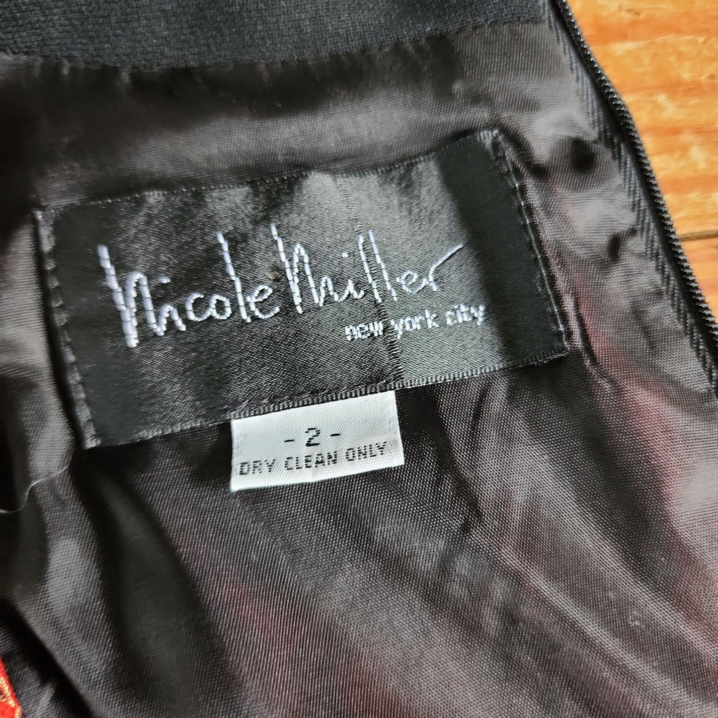 Vintage 90s Nicole Miller Party Dress Black w/Red Chinese Trim